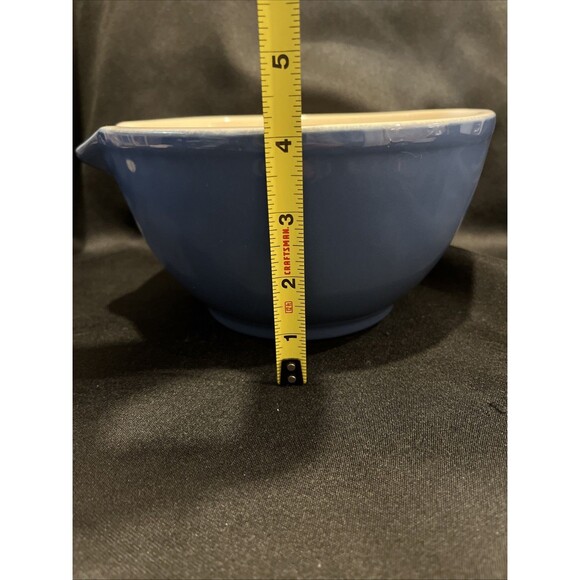 Vintage Deltis 2 Qt. Stoneware Mixing Bowl Blue with Spout Made in Portugal - Picture 8 of 10